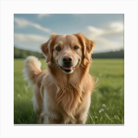 Golden Retriever Standing In A Field 2 Canvas Print