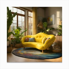 Yellow Sofa In Living Room Canvas Print