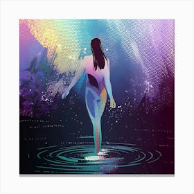 Woman Standing In Water Canvas Print