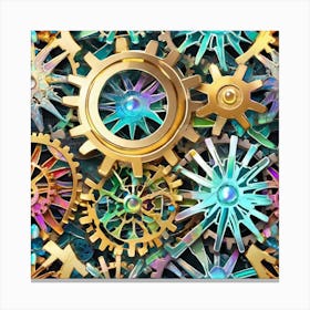 Clockwork Gears Background Canvas Print