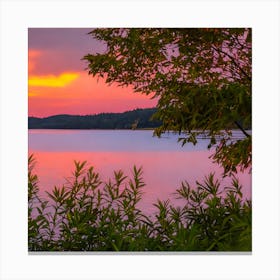 Sunset Over Lake Canvas Print