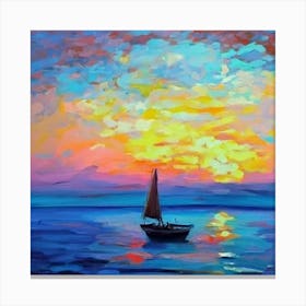 Sailboat At Sunset Canvas Print