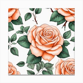 Seamless Pattern With Roses 1 Canvas Print