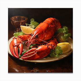 Lobster On A Plate Canvas Print