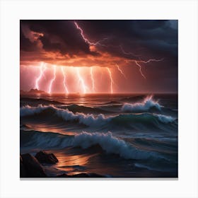 Lightning Over The Ocean 5 1 Canvas Print