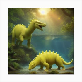 Dinosaurs In The Forest Canvas Print