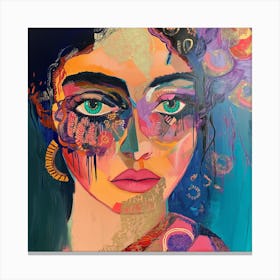 Woman With Colorful Eyes Canvas Print