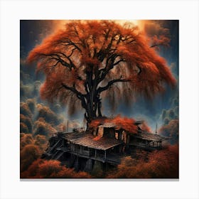 Tree House In Autumn Canvas Print