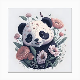 Floral Panda (5) Canvas Print