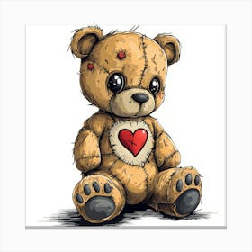 Teddy Bear With Heart 4 Canvas Print