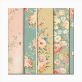 Shabby Floral Pastel wallPaper Bundle In The Style Of Canvas Print