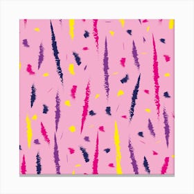 Abstract Brush Stroke Pattern Pink Square Canvas Print