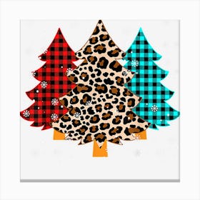 Merry Christmas Trees With Leopard & Plaid Print 1 Canvas Print