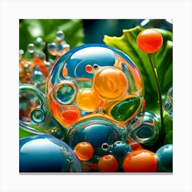 3d Bubbles Colors Dimensional Objects Illustrations Shapes Plants Vibrant Textured Spheric (7) Canvas Print