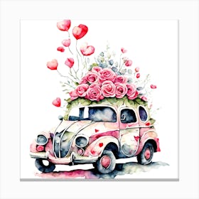 Valentine'S Day Car Canvas Print