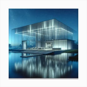 Glass House At Night Canvas Print