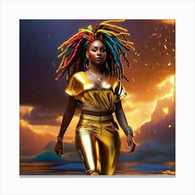 Golden Girl With Dreadlocks Canvas Print