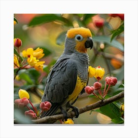 Parrot Perched On A Branch 1 Canvas Print