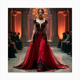 Woman In A Red Gown 1 Canvas Print