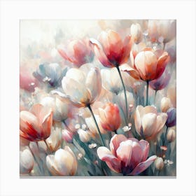 Tulips In The Garden Canvas Print