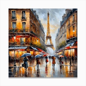Paris Street Rainy Day Painting (9) Canvas Print
