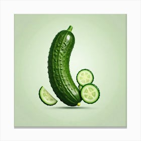 Cucumber On Green Background 1 Canvas Print