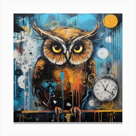 Owl Clock 1 Canvas Print