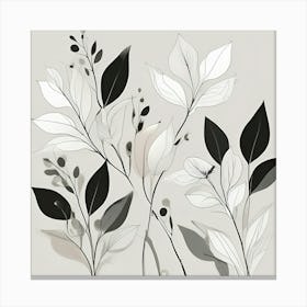 Black And White Leaves Canvas Print