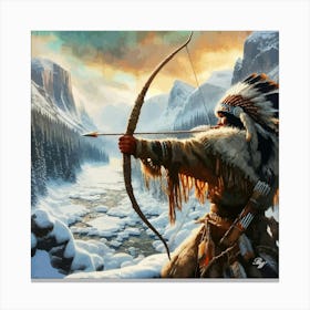 Native American Indian Shooting Bow Arrow 4 Canvas Print