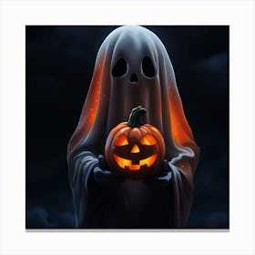 Ghost Holding Pumpkin Canvas Print