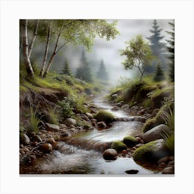 Stream In The Forest Canvas Print