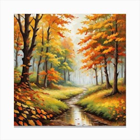 Forest In Autumn In Minimalist Style Square Composition 98 Canvas Print