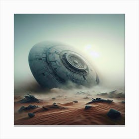 Fallen 3/4 (spaceship ufo crashed dessert alien sci-fi accident buried) Canvas Print