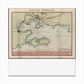 Vintage Toulon Harbor France Map (1799) Canvas Print