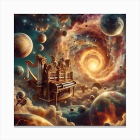 Piano In Space 2 Canvas Print