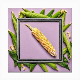 Frame With Corn On Purple Background Canvas Print