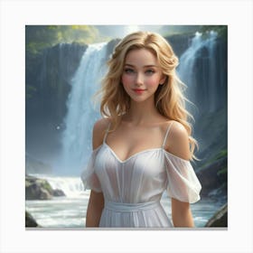 Beautiful Girl In A White Dress Canvas Print