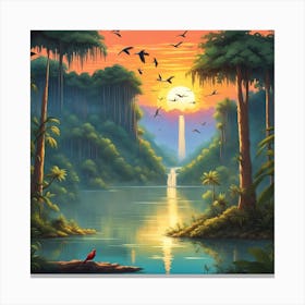 Sunset In The Jungle 1 Canvas Print