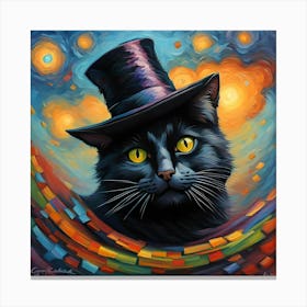 Kaleidoscope Black Cat With Top Hat Canvas Print