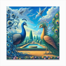 Two peacocks Canvas Print