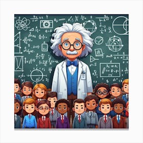 Albert Einstein And His Students Canvas Print