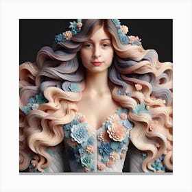 Portrait Of A Woman With Long Hair Canvas Print