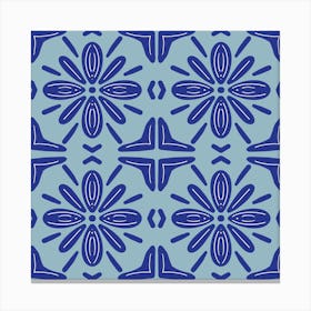 Blue Floral Tile Pattern Canvas Print
