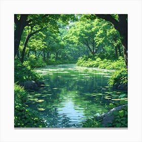 River In The Forest Canvas Print