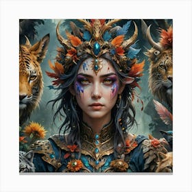 Woman In A Forest Canvas Print