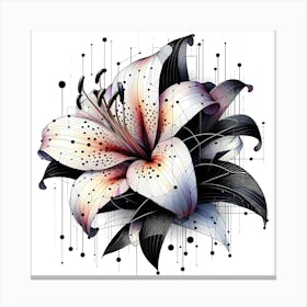 Lilly Blossom - Abstract Line Art Illustration 76 Canvas Print