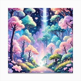 A Fantasy Forest With Twinkling Stars In Pastel Tone Square Composition 375 Canvas Print