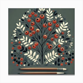 Scandinavian Art, Hawthorn berries 2 Canvas Print