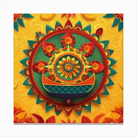 Onam Inspired Banner Texture With Rangoli Design 171 Canvas Print