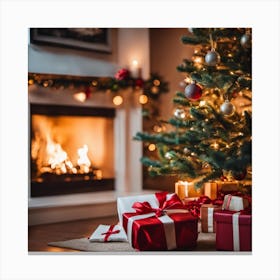 Christmas Tree With Presents 40 Canvas Print